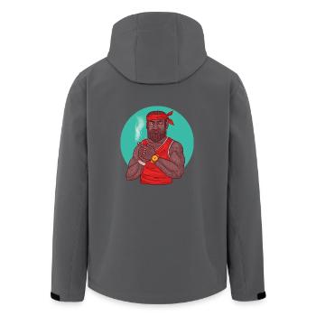 Swagman im sportlichen Stil mit Tattoos u. Golduhr - Recycelte Männer Softshell-Jacke von Stanley/Stella - Anthrazit - Hinten - AI Model Male 185 light (185cm)