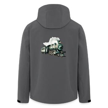 Polygonale Pracht: Die kunstvolle Dampflok - Recycelte Männer Softshell-Jacke von Stanley/Stella - Anthrazit - Hinten - AI Model Male 185 light (185cm)