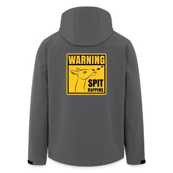 Warning - Spit happens | Funny llama design - Men’s Recycled Softshell Jacket by Stanley/Stella - anthracite - Back - AI Model Male 185 light (185cm)