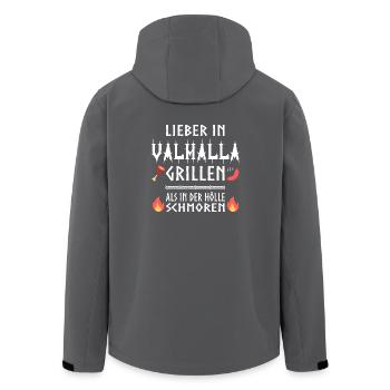 Lieber in Valhalla grillen! - Recycelte Männer Softshell-Jacke von Stanley/Stella - Anthrazit - Hinten - AI Model Male 185 light (185cm)