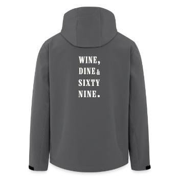 wine, dine and 69 - Recycelte Männer Softshell-Jacke von Stanley/Stella - Anthrazit - Hinten - AI Model Male 185 light (185cm)