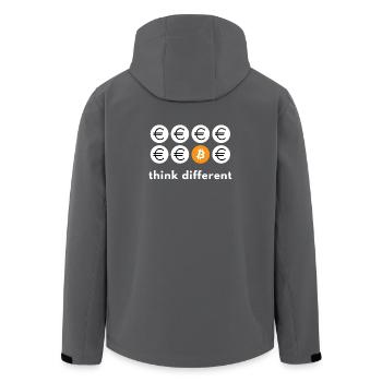 Think different Bitcoin - Recycelte Männer Softshell-Jacke von Stanley/Stella - Anthrazit - Hinten - AI Model Male 185 light (185cm)
