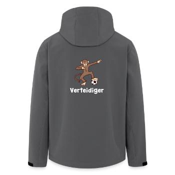 Fussball Verteidiger Affe Dab - Recycelte Männer Softshell-Jacke von Stanley/Stella - Anthrazit - Hinten - AI Model Male 185 light (185cm)