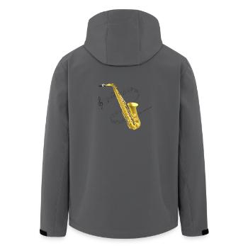 Saxophon Musik - Recycelte Männer Softshell-Jacke von Stanley/Stella - Anthrazit - Hinten - AI Model Male 185 light (185cm)