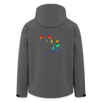Vogelschwarm Vögel Regenbogen - Recycelte Männer Softshell-Jacke von Stanley/Stella - Anthrazit - Hinten - AI Model Male 185 light (185cm)