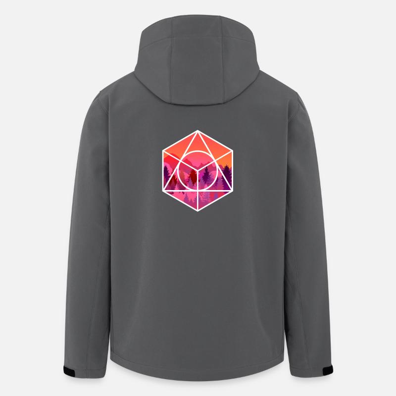 Coucher de soleil dans les montagnes avec la forêt - Veste softshell homme en polyester recyclé Stanley/Stella - charbon
