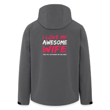 I Love My Awesome Wife Gift Design - Recycelte Männer Softshell-Jacke von Stanley/Stella - Anthrazit - Hinten - AI Model Male 185 light (185cm)