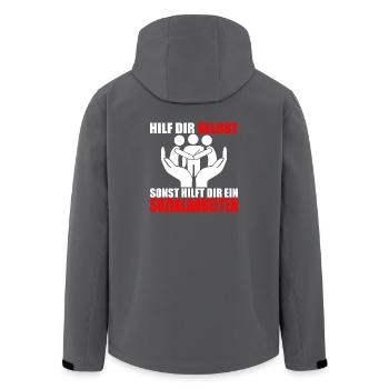 HILF DIR SELBST SONST HILFT DIR EIN SOZIALARBEITER - Recycelte Männer Softshell-Jacke von Stanley/Stella - Anthrazit - Hinten - AI Model Male 185 light (185cm)