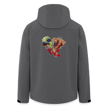floraler Rücken (bis) - Recycelte Männer Softshell-Jacke von Stanley/Stella - Anthrazit - Hinten - AI Model Male 185 light (185cm)
