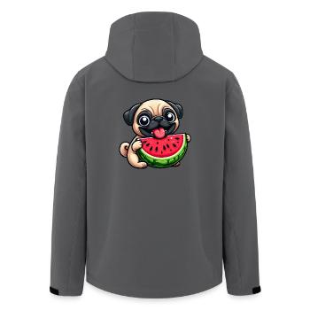 Süßer Mops Wassermelone Sommerfrucht Glücklich - Recycelte Männer Softshell-Jacke von Stanley/Stella - Anthrazit - Hinten - AI Model Male 185 light (185cm)