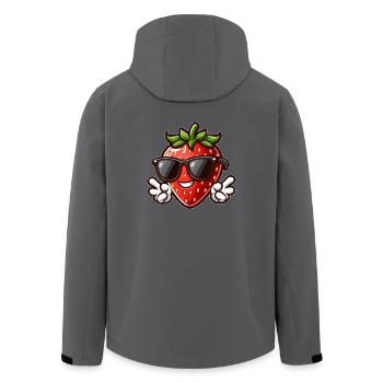 Coole Erdbeere Peace Fruchtig Sommerdesign - Recycelte Männer Softshell-Jacke von Stanley/Stella - Anthrazit - Hinten - AI Model Male 185 light (185cm)