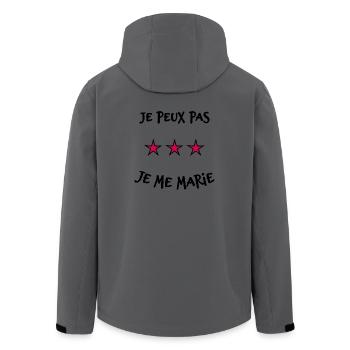 JE PEUX PAS. JE ME MARIE. JUST MARRIED. ETOILE - Veste softshell homme en polyester recyclé Stanley/Stella - charbon - Dos - AI Model Male 185 light (185cm)