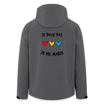 JE PEUX PAS. JE ME MARIE. JUST MARRIED - Veste softshell homme en polyester recyclé Stanley/Stella - charbon - Dos - AI Model Male 185 light (185cm)
