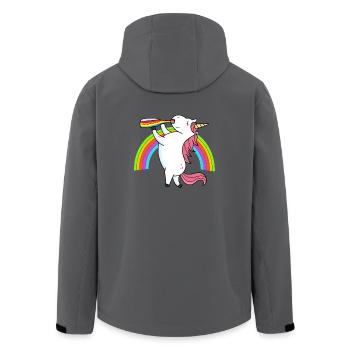 Besoffenes Einhorn Regenbogen - Recycelte Männer Softshell-Jacke von Stanley/Stella - Anthrazit - Hinten - AI Model Male 185 light (185cm)