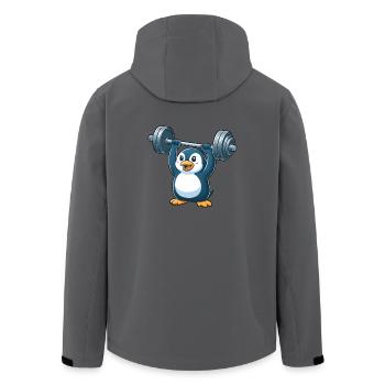 Penguin Dumbbell Workout Fitness Weightlifting Gym - Men’s Recycled Softshell Jacket by Stanley/Stella - anthracite - Back - AI Model Male 185 light (185cm)