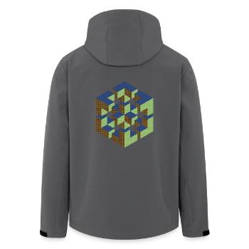 unmögliche Figur Escher Würfel Geometrie Phantasie - Recycelte Männer Softshell-Jacke von Stanley/Stella - Anthrazit - Hinten - AI Model Male 185 light (185cm)
