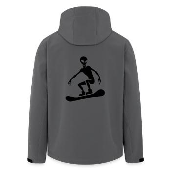 Minimalistisches Design: Alien Snowboarder - Recycelte Männer Softshell-Jacke von Stanley/Stella - Anthrazit - Hinten - AI Model Male 185 light (185cm)
