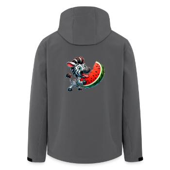 Süßes skurriles Zebra mit Wassermelone und breitem - Recycelte Männer Softshell-Jacke von Stanley/Stella - Anthrazit - Hinten - AI Model Male 185 light (185cm)