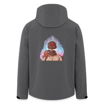 Vape Gangster mit Tattoos und Sturmhaube - Recycelte Männer Softshell-Jacke von Stanley/Stella - Anthrazit - Hinten - AI Model Male 185 light (185cm)