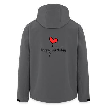 - GEBURTSTAG. HAPPY BIRTHDAY. ALLES GUTE ZUM GEBURTSTAG. - Recycelte Männer Softshell-Jacke von Stanley/Stella - Anthrazit - Hinten - AI Model Male 185 light (185cm)