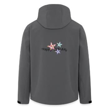 JAHRESTAG. ALLES GUTE ZUM GEBURTSTAG!. ALLES GUTE ZUM GEBURTSTAG!. - Recycelte Männer Softshell-Jacke von Stanley/Stella - Anthrazit - Hinten - AI Model Male 185 light (185cm)