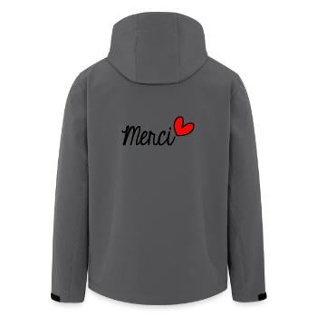 MERCI. THANKS. THANK YOU. ANNIVERSAIRE. NAISSANCE. - Veste softshell homme en polyester recyclé Stanley/Stella - charbon - Dos - AI Model Male 185 light (185cm)