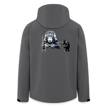 GRAFFITI BANKSY STYLE - SCHIMPANSE SPIELT COMPUTER GAM - Recycelte Männer Softshell-Jacke von Stanley/Stella - Anthrazit - Hinten - AI Model Male 185 light (185cm)