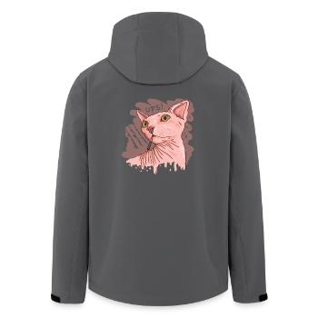 Sphynx Katze mit Zigarette - Recycelte Männer Softshell-Jacke von Stanley/Stella - Anthrazit - Hinten - AI Model Male 185 light (185cm)