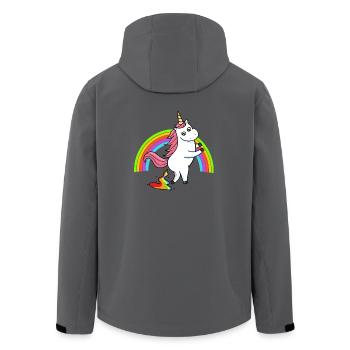 Kackendes Einhorn Regenbogen - Recycelte Männer Softshell-Jacke von Stanley/Stella - Anthrazit - Hinten - AI Model Male 185 light (185cm)