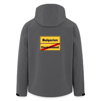 Auswandern nach Bulgarien! Ortsschild Desing. - Recycelte Männer Softshell-Jacke von Stanley/Stella - Anthrazit - Hinten - AI Model Male 185 light (185cm)