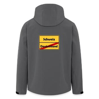 Schweiz Auswandern! Im Ortsschild Desing! - Recycelte Männer Softshell-Jacke von Stanley/Stella - Anthrazit - Hinten - AI Model Male 185 light (185cm)