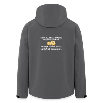 Käse Veganer Käseliebe Spruch Geschenk Motto - Recycelte Männer Softshell-Jacke von Stanley/Stella - Anthrazit - Hinten - AI Model Male 185 light (185cm)