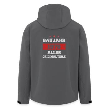 Baujahr 1979 - Alles Original Teile! - Recycelte Männer Softshell-Jacke von Stanley/Stella - Anthrazit - Hinten - AI Model Male 185 light (185cm)