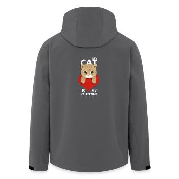 My cat is my valentine. Valentinstagkatze - Recycelte Männer Softshell-Jacke von Stanley/Stella - Anthrazit - Hinten - AI Model Male 185 light (185cm)