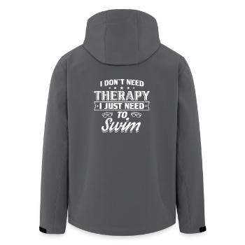 Funny Swim Swimming Shirt No Therapy - Men’s Recycled Softshell Jacket by Stanley/Stella - anthracite - Back - AI Model Male 185 light (185cm)