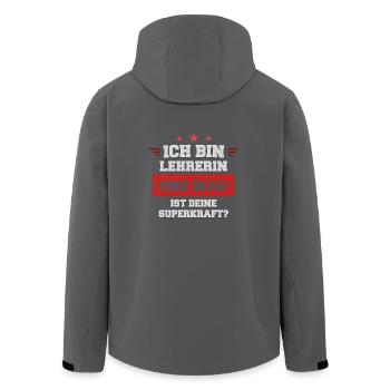 Ich bin Lehrerin und was ist deine Superkraft? - Recycelte Männer Softshell-Jacke von Stanley/Stella - Anthrazit - Hinten - AI Model Male 185 light (185cm)