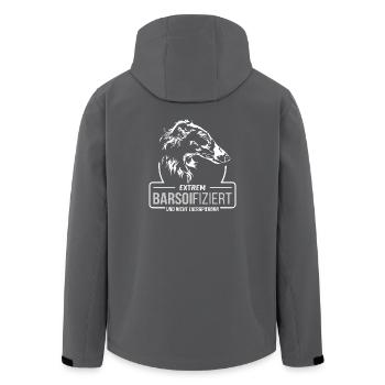 BARSOIFIZIERT Barsoi Hundespruch Hunde Wilsigns - Recycelte Männer Softshell-Jacke von Stanley/Stella - Anthrazit - Hinten - AI Model Male 185 light (185cm)