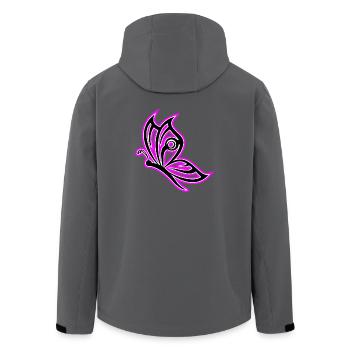 Schmetterling Pink - Recycelte Männer Softshell-Jacke von Stanley/Stella - Anthrazit - Hinten - AI Model Male 185 light (185cm)