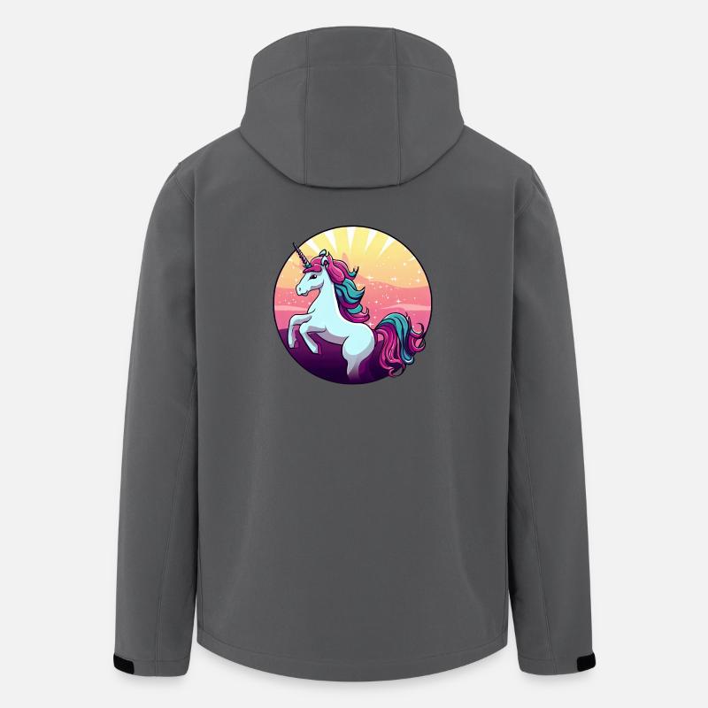 Einhorn springt Sunset - Recycelte Männer Softshell-Jacke von Stanley/Stella - Anthrazit
