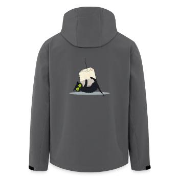 Katze auf Teebeutel - Recycelte Männer Softshell-Jacke von Stanley/Stella - Anthrazit - Hinten - AI Model Male 185 light (185cm)