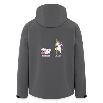 Einhorn Kuh Deine Tante Meine Tante Geschenk EN - Recycelte Männer Softshell-Jacke von Stanley/Stella - Anthrazit - Hinten - AI Model Male 185 light (185cm)