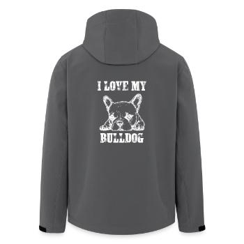 Ich liebe meinen Bulldoggen-Hundeliebhaber - Recycelte Männer Softshell-Jacke von Stanley/Stella - Anthrazit - Hinten - AI Model Male 185 light (185cm)