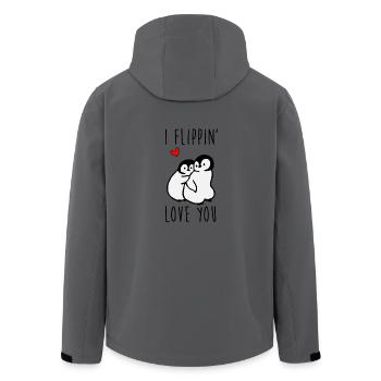 I Flippin Love You - Penguin - Recycelte Männer Softshell-Jacke von Stanley/Stella - Anthrazit - Hinten - AI Model Male 185 light (185cm)