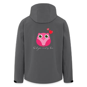 Eule Uhu - Recycelte Männer Softshell-Jacke von Stanley/Stella - Anthrazit - Hinten - AI Model Male 185 light (185cm)