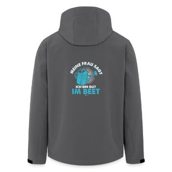 Meine Frau sagt ich bin gut im Beet Geschenk - Recycelte Männer Softshell-Jacke von Stanley/Stella - Anthrazit - Hinten - AI Model Male 185 light (185cm)