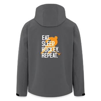 Cool essen Sie Schlaf-Hockey-Wiederholungs-T-Shirt - Recycelte Männer Softshell-Jacke von Stanley/Stella - Anthrazit - Hinten - AI Model Male 185 light (185cm)