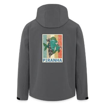 Piranha Vintage Retro Style Grunge - Men’s Recycled Softshell Jacket by Stanley/Stella - anthracite - Back - AI Model Male 185 light (185cm)