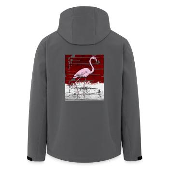 Rosa Flamingo - Recycelte Männer Softshell-Jacke von Stanley/Stella - Anthrazit - Hinten - AI Model Male 185 light (185cm)