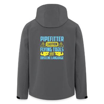 Pipefitter's Caution - Recycelte Männer Softshell-Jacke von Stanley/Stella - Anthrazit - Hinten - AI Model Male 185 light (185cm)