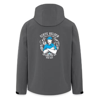 Bauarbeiter Shirt · Baustelle · Bagger · Helden - Recycelte Männer Softshell-Jacke von Stanley/Stella - Anthrazit - Hinten - AI Model Male 185 light (185cm)